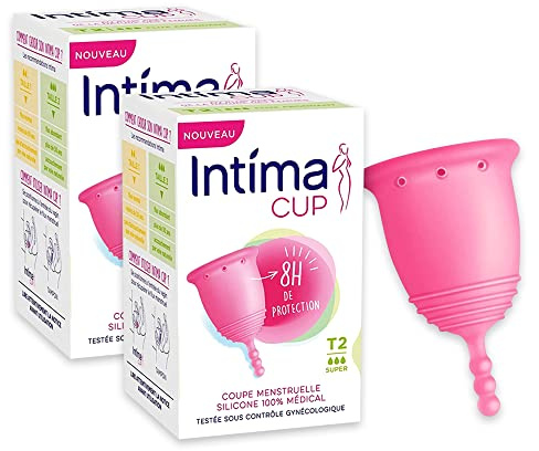 Intima Cup, Coupe Menstruelle Taille 2 Super - Flux Abondant, Lot de 2