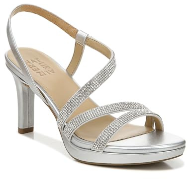 Naturalizer Womens Brenta Heeled Sandal Silver 7.5 M