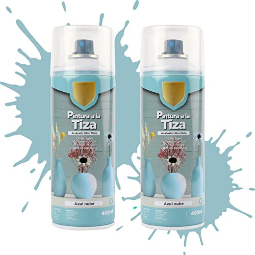 Etrexonline Pintura en Spray Ultra Mate a la Tiza, Chalk Paint Spray, Ideal para Metal,Madera y Cerámica, Acabado de Estilo Vintage - Colores Azul Nube (400ml, 2 Unidades)