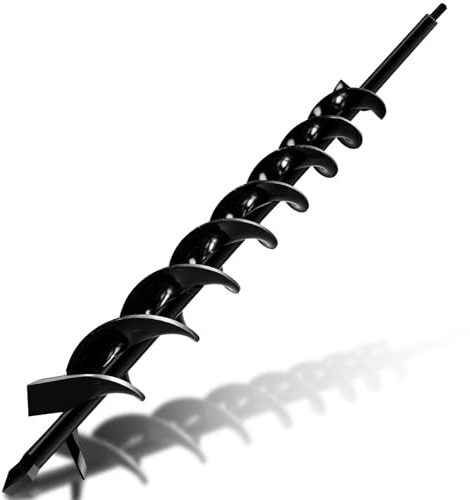 23 x 1.6 Upgraded Auger Drill Bit with Sharp Thickended Blades 8 Laps Spiral Blades-Rapid Speed Transfer Soils to Edge, Garden Auger Spiral Drill Bit,Soil Auger for Post Hole Digger(Black)