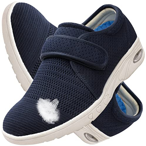 AEHO Scarpe per Artrite Anziani Sandali per diabetici da Donna Pantofole Larghe per Piedi gonfi, Scarpe per Anziani Scarpe Ortopediche Traspiranti Regolabili,Blu,35 EU