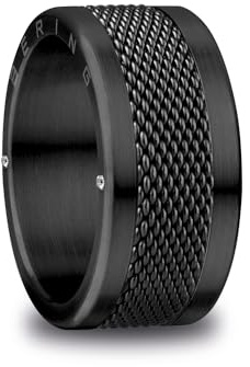 BERING Unisex Ring in schwarz - Arctic Symphony Collection aus Edelstahl - Arve 13