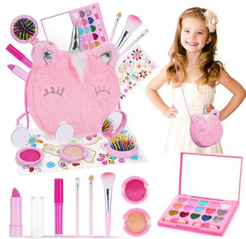 Hapikids Kids Makeup Sets, 4 5 6 Year Old Girl Gifts for 3-12 Year Olds Toys Age 4 5 6 7 8 Unicorn for Girls Make Up Set Birthday Gifts for Girls Kids Toys Pretend Unicorn
