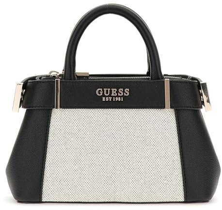 GUESS Damen Anadela Mini Satchel Umhängetasche, Natur/schwarz