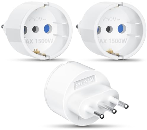 Italien 3 st Italien reseadapter, Italien reseadapter nätadapter Italien nätadapter adapter Italien Europa/Tyskland kontakt till Italien