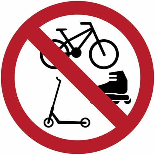 GLOBAL CARTELLO SEGNALETICO ROTONDO - Vietato a bici, pattini e monopattini - segnale Adesivo, Pannello in Forex, Pannello In Alluminio (Pannello in Alluminio, 20 cm Lato)
