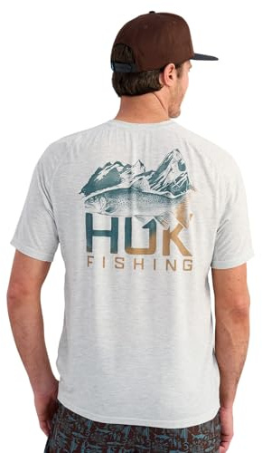 HUK Mens Drift Short Sleeve Lightweight Jersey Crew, Performance Fishing Shirt with UPF Sun Protection, Harbor Mist Heather, XX-Large