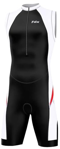 FDX Men's Zion Tri Suit Padded Compression Short Sleeve Race Suit Red XL