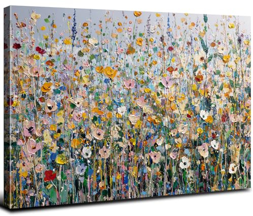 Abstract Floral Wall Art for Bedroom Colorful Flower Wall Decor Rustic Wildflower Pictures Blossom Botanical Paintings Canvas Prints Texture Posters Modern Artwork Living Room Home Decoration 12x16