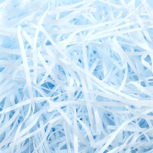 Shredded Paper for Gift Boxes,Blue Shredded Tissue Paper,Raffia Gift Filler Paper Shreds,Soft to the Touch,Hamper Filling for Valentine's Day, Christmas, Birthday Gift Decorations, DIY Packaging