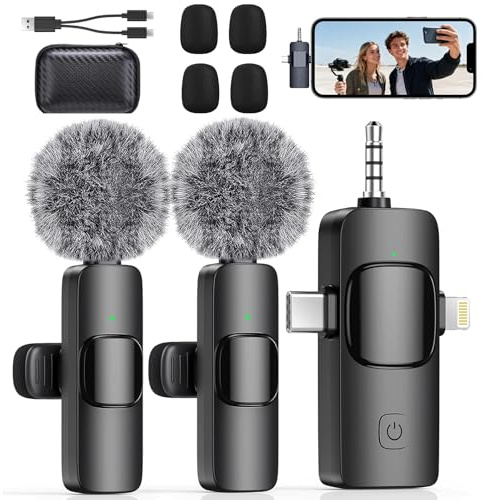Kabelloses Lavalier Mikrofon für Handy iPhone Android Computer Mini Mikrofon mit Geräuschunterdrückung Plug Play Wireless USB C Ansteckmikrofon für Videoaufnahmen Podcast YouTube TikTok Vlog