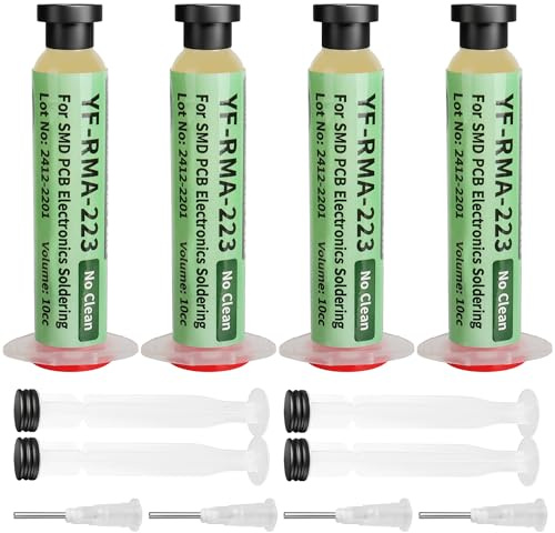 Flussmittel Löten, 40g Spritze Lötzinn Flussmittelpaste, No-Clean Bleifreies Kolophonium Flussmittel Für SMD, BGA, PCB, Haushaltsgerätereparaturen (4 Stück)