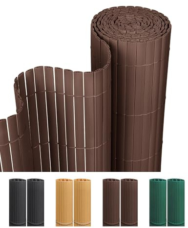 paramondo Estera de PVC Estándar Valla, Privacidad de Balcón y Pantallas, Triple Refuerzo, Cañizo Ocultacion Balcon Protección para Jardín, Terraza, Resistente a la Intemperie, 100 x 500 cm, Marrón