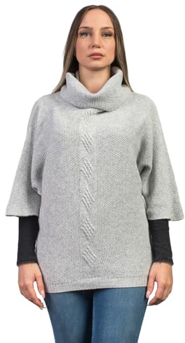 DALLE PIANE CASHMERE Poncho Donna Misto Cashmere Lana - Grigio