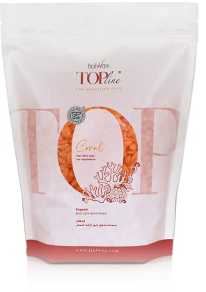 Italwax Top Line Coral - 750g - Perline di cera per la depilazione a caldo senza strisce - Formula sintetica ideale per le pelli sensibili - Consigliato per l'area bikini e le ascelle - Inodore