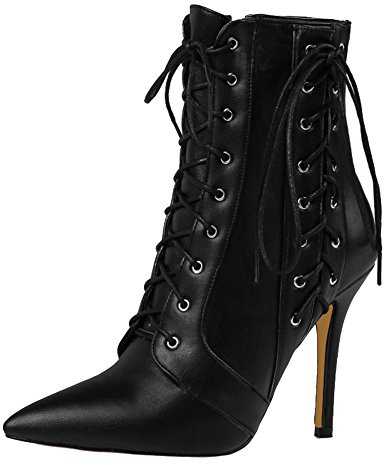 Onewus Elegant Ankle Boots with Lace Up and Pointed Toe Women Stiletto Boots
