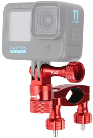 HSU Support de Vélo pour GoPro, Fixation de Guidon Rotatif Réglable à 360 Degrés pour Hero 12/11/10/9/8/7/6/5/4/3, et Insta360 Caméra d'action (Rouge)