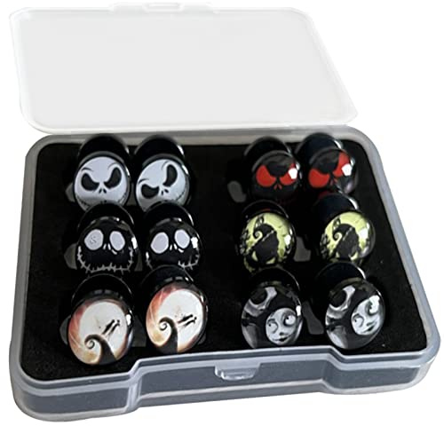 Halloween Earrings Studs, Surgical Steel Anime Earrings for Women Men,Earrings with Flat Back Screw Fit, Fake Gauge Fake Plug 6Pairs MARSALIA