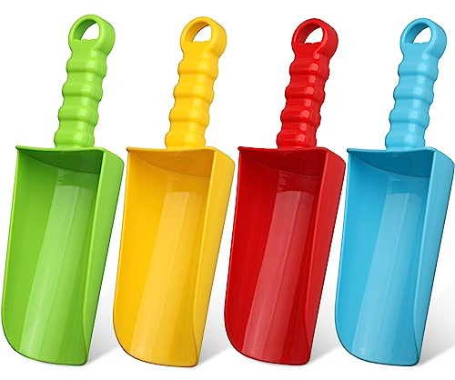Jumbo 9 Beach Sand Shovels Toys for Kids Adults, Large Sand Beach Spade Scoop Garden Tools for Sandbox Kit Indoor Outdoor Digging Gardening, Beach Accessories Essential Gift for Travel 4 Pack