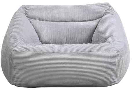Home Deluxe - Sitzsack Cozy - Stoff: Samt Cord, Farbe: Hellgrau - Maße: 100 x 88 x 80 cm, inkl. Füllung I Sitzmöbel Bean Bag Sitzsäcke