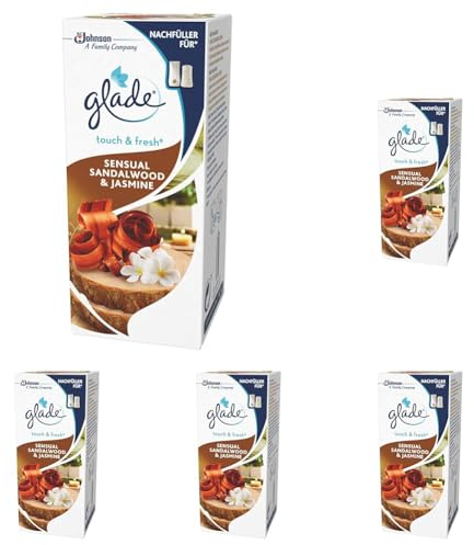 Glade Touch & Fresh (Brise One Touch) Nachfüller, Lufterfrischer Minispray, Sandalwood & Jasmine, 5er Pack (1 x 10 ml)