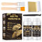 ALLONY Gold Leaf Paint, Gold Leaf Adhesive, Gold Leaf Sheets, Water Gold Leaf Adhesive and Protective Varnish, Gold Foil 100PCS, 2 Brushes for Metal, Craft, Painting, Arts