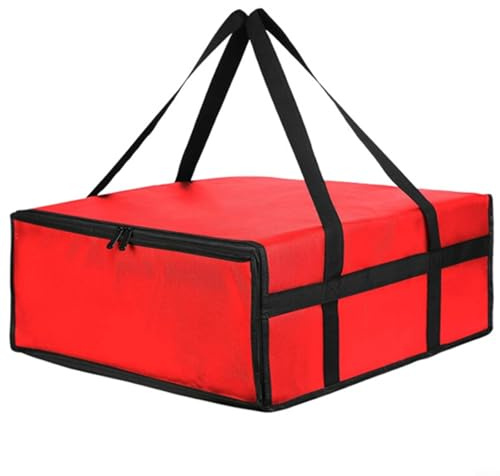 SMZhomeone isolerad pizza förvaringsväska livsmedelsväska isolerad shoppingväska svart och röd, Så som bilden visar, Red50*50 * 20.5CM, Praktisk/funktionell