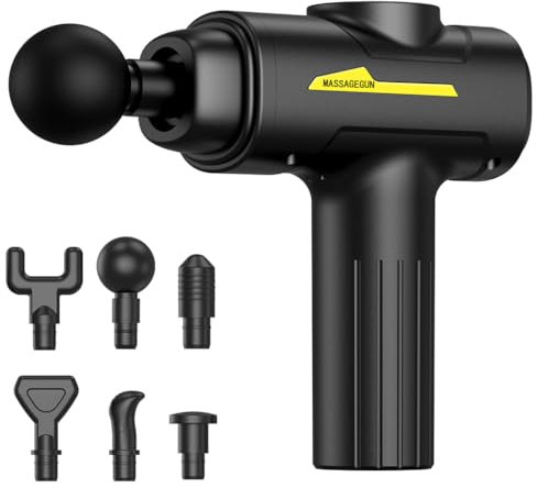 Hqynss Massagepistole Tiefengewebe, Muskel Massagegerät mit 6 Massageköpfen, Einstellbare Geschwindigkeit, USB-C, Ideal für Rücken, Schulter, Muskelentspannung