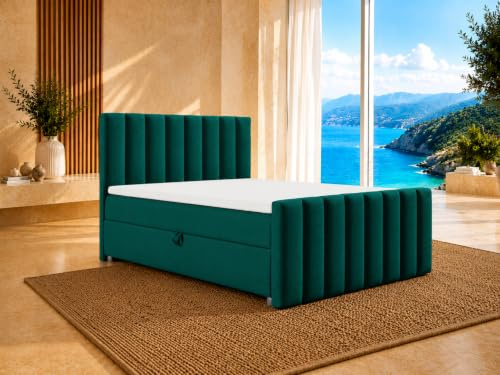 Best For Home Lit Boxspring 180x200 | Lit Boxspring Trinity K-10 lux avec Ressorts Bonnell et Surmatelas | Lit Double avec Coffre de Rangement | Lit Tapissé | Lit Boxspring avec Matelas 180x200