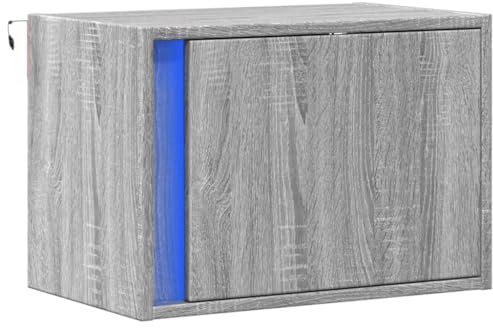 vidaXL Table de Chevet Murale avec lumières LED Sonoma Gris