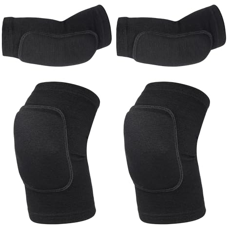 obmwang Volleyball Knee Pads and Volleyball Arm Pads Set for Kids Youth Volleyball Yoga Dance Football Basketball Running, Large