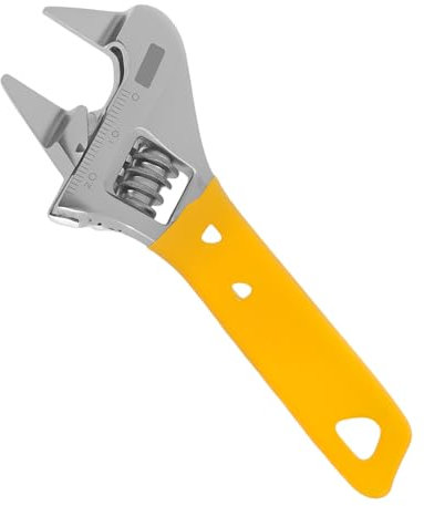 Schraubenschlüssel Verstellbarer Rollgabelschlüssel aus Chrom-Vanadium Stahl Länge 120mm Einmaulschlüssel mit Gummigriff Adjustable Wrench zur Reparatur von Klimaanlagen Badezimmern Fahrzeugen (120mm)