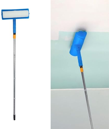Rouleau de Peinture au Plafond de 10 Pouces avec Bouclier, Peinture Anti-éclaboussure Télescopique Réglable à Long Rouleau de Peinture pour les Murs Intérieurs et les Plafonds