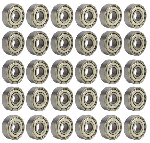 30 PCS Rodamientos de Bolas 608ZZ 8x22x7 mm, Rodamiento de Bolas de Acero con Doble Blindaje, Rodamientos Pequeños para Patines, Motores, Mesa de Rodamientos de Bolas, Monopatines
