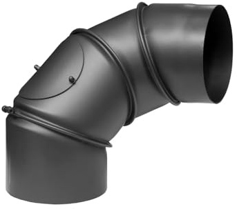 PARKANEX Universal Einstellbares Ofenrohr Knie 4 Segment Kaminrohr Anschluss Holzofen Wkład Kominek Pelletofen Schornstein Rohr 150 mm Stahlblech