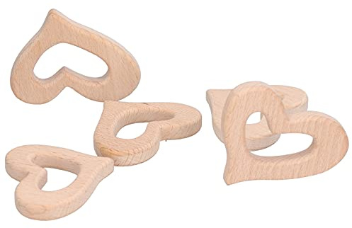 RASTKY Colgante de Mordedor de Madera con Forma de Corazón, Juguete Artesanal de Joyería para bebé, Juguete para la Dentición del bebé para Mejorar las Habilidades de Agarre, Madera de Haya Segura,