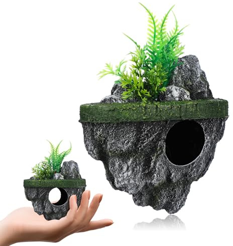HOOWIFFY Floating Stone Aquarium Dekoration Realistisk Fiskgrotta för Akvarium Livsmedelssäkert Material Lätt Underhåll Akvariedekor för Växter och