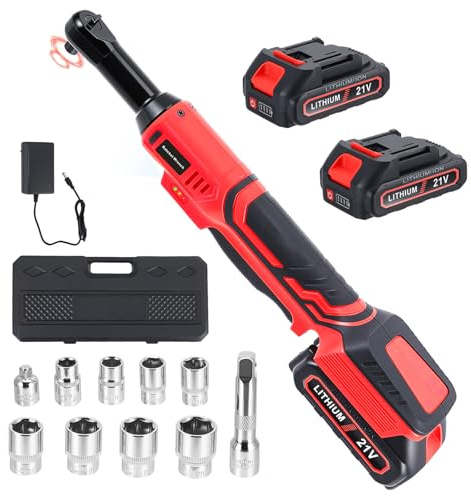 Avvitatore a cricchetto a batteria, 3/8, 60 Nm, chiave a cricchetto elettrico, regolazione continua della rotazione con 2 batterie da 2,0 Ah, 10 chiavi a cricchetto, ideale per riparazioni auto e fai