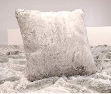 Wohnen & Accessoires GmbH & Co. KG Coperta in Pelliccia Sintetica Volpe Argentata 150x200-260x300cm, Anche Cuscino e Borsa dell'Acqua Calda (Cuscino di Pelliccia 45x45cm)