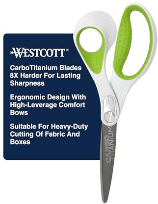 Westcott 8-Inch CarboTitanium Heavy Duty Straight Fabric Scissors - Ideal for Fabric, Sewing, and Craft Projects