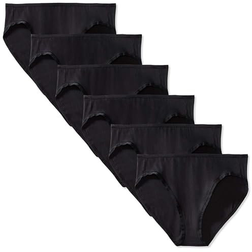 Amazon Essentials Damen Bikinihose aus Baumwolle (in Übergröße erhältlich), 10er-Pack, Schwarz, 40