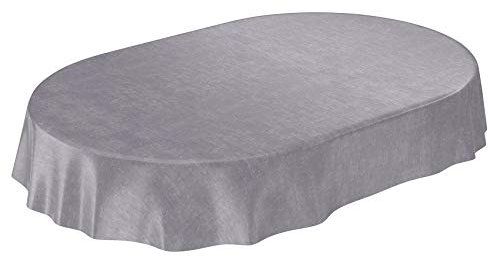 ANRO Tischdecke Wachstuchtischdecke Wachstuch Wachstischdecke Tischdecke Beton Grau Uni Urban Oval 200x140cm eingefasst