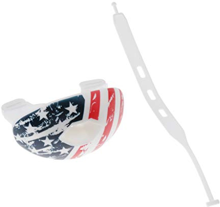 Perfeclan Erwachsene Mundschutz Zahnschutz Lippenschutz Mouthguard mit Strap für Rugby Football, Usa Flagge