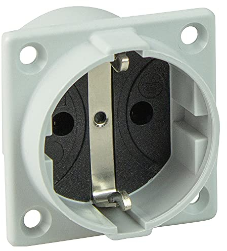 as - Schwabe Einbausteckdose - 50 x 50 mm Flanschmaß - Schutzkontaktsteckdose - 230V/16A - Steckdose zum Einbauen - IP20 - für den Innenbereich und Camping, 45084