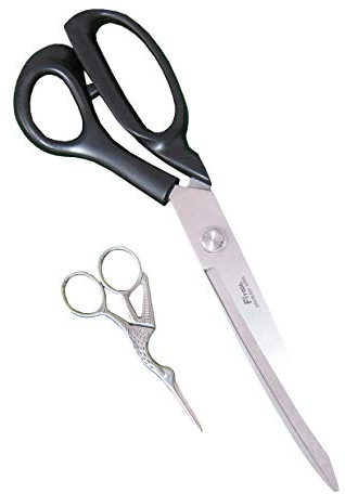 Heavy-Duty Extra Long Large Home/Office Utility Scissors, 12-Inch Upholstery Tailor Shears, 4.5-Inch Crane Embroidery Sewing Crafting Scissors, Stainless Steel All Purpose Sissors 2Pack