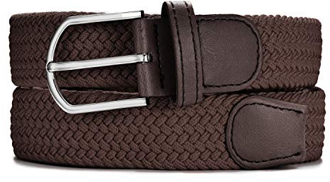 MASADA Cinturón de tela - Cinturón stretch elástico para hombres y mujeres 3,2 cm de ancho 110-120 cm de largo - Marrón