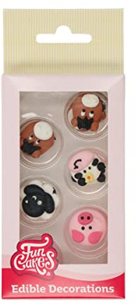 FunCakes Décorations en Sucre Animaux de la ferme: Prêt à l'emploi pour la décoration de gâteaux, pour les cupcakes, les muffins et autres, Edible Sugar Decorations Animals - Set/12