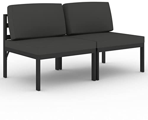 vidaXL Gartensofa 2-Sitzer mit Kissen Aluminium Anthrazit, Gartensofa, Terrassensofa, Gartenmöbel, Outdoor Sofa, Sofa, Sofa modular, 2-Sitzer-Sofa