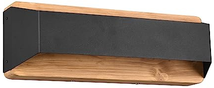 Trio Leuchten LED Wandleuchte Arino 224819132, Metall Schwarz matt, Holz, inkl. 13.5 Watt LED, Switch Dimmer