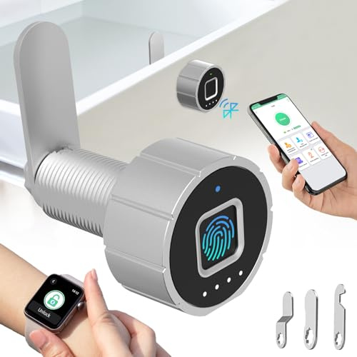 Serrure à empreintes digitales Eseesmart - Serrure de boîte aux lettres avec empreinte digitale par application - Serrure électronique pour armoire avec 3 languettes de fermeture - Serrure de tiroir -